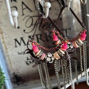 Vintage Harajuku Lovers leather and crystal statement earrings